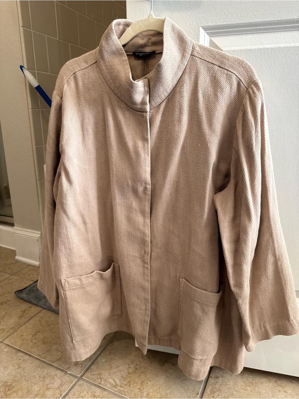 Eileen Fisher Dusty Rose Stand-Collar Trench Coat